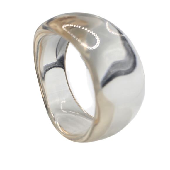 Bracelet Wide Chunky Clear Lucite Bangle 7.75 Inch Modern Retro Stacked SKU2415 - Picture 1 of 10